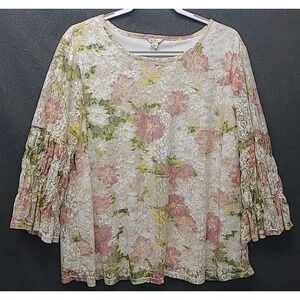 C Est. 1946 Lacy‎ Blouse 18/20W Boho Fairy Whimsigoth Lined Floral